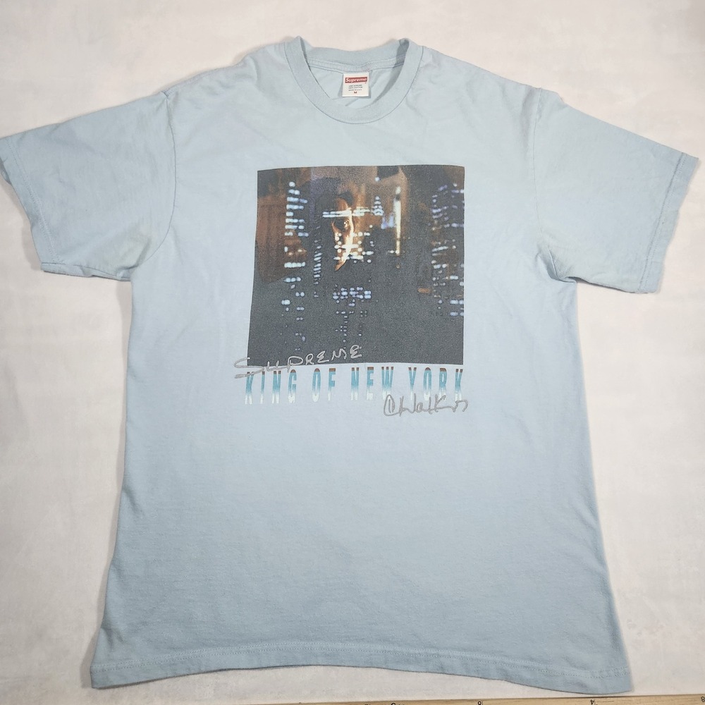 Supreme King of New York Tee Mens Medium Light Blue Cotton SS19 Graphic T-Shirt